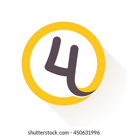 Number four logo in circle. Flat vector design for banner, presentation, web page, card, labels or posters.
