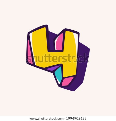 Number four logo in cubic children style based on impossible isometric shapes. Perfect for kids labels, illusion branding, cute birthday posters etc.