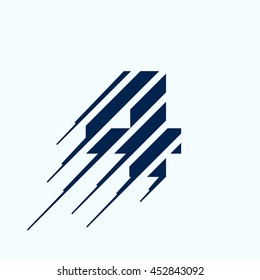 Number four logo with fast speed lines. Vector sport style typeface for sportswear, sports club, labels or posters.