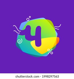 Number four logo for flash sale discount. Trendy promotion template for your web banner designs, closeout advertising, retail posters, special offer placard.