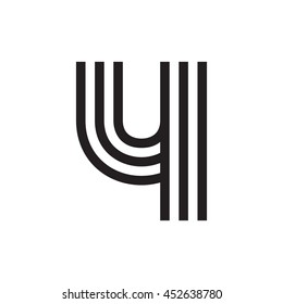 Number four logo formed by parallel lines. Vector design for banner, presentation, web page, card, labels or posters.