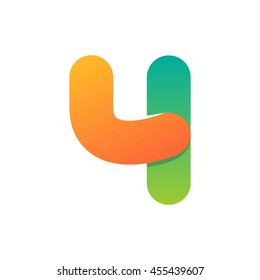 Number four logo formed by colorful line. Font style, vector design template elements for your application or corporate identity.