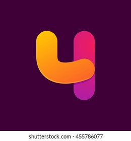 Number four logo formed by colorful line. Font style, vector design template elements for your application or corporate identity.