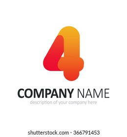 Number four logo icon design template elements
