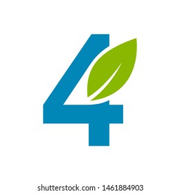Number Four Logo with Leaves