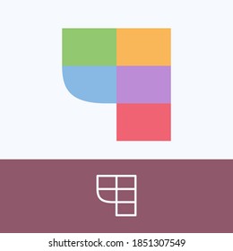 Number four logo made of block pattern with pretty dim colors. Vector template perfect to use in a cute corporate identity, greeting packaging, wedding posters, clothes design, and others.  svg