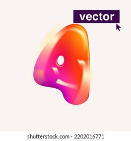 Number four logo in realistic 3D design. Cartoon balloon style vector illustration. Perfect for cute banner, glossy design posters, multicolor icons, vibrant advertising.