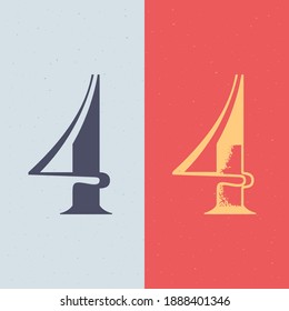 Number four logo serif style set with elegant line decoration. Vector vintage icon perfect to use in any alcohol labels, glamour posters, luxury identity, etc.