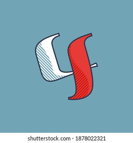 Nummer vier Logo mit Schattenzeileneffekt. Premium-Schriftzeichen für die Identität von Sportteams, luxuriöse Schlagzeilen, Universitätsposter, Premium-Diplom usw.