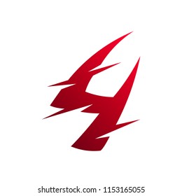 number four logo template with scratch style, 4 logo