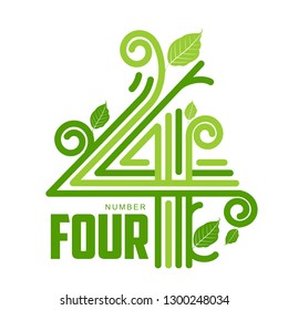 Number four logo templates. Full colors graphic number one logo templates, corporate identity, vector illustrations isolated on white background.