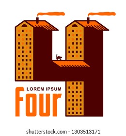 Number four logo templates. Full colors graphic number one logo templates, corporate identity, vector illustrations isolated on white background.