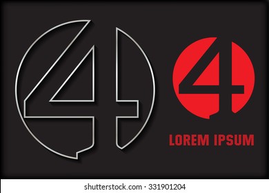 Number four logo.Logo 4 vector template.