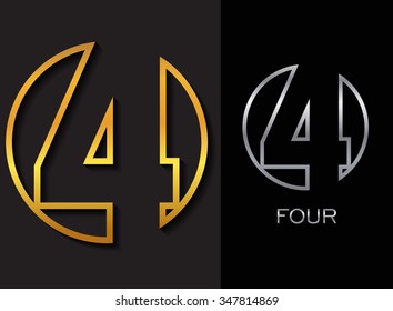 Number four logo.Logo 4 vector template.