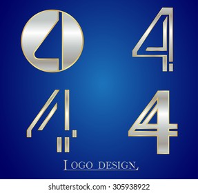Number four logo.Number 4 logo design.Vector template.