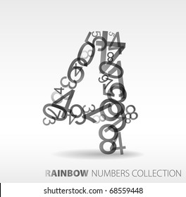Number four made from various numbers - check my portfolio for other numbers