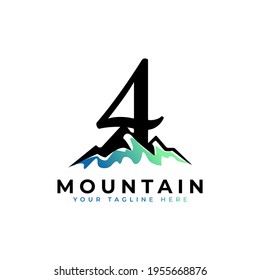 Nummer vier Berglogo. Entdecken Sie das Template Element für das Logo von Mountain Advanture Symbol Company.