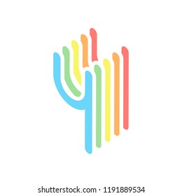 Number four, numeral, simple letter. Stack of colorful isometric icons on white background
