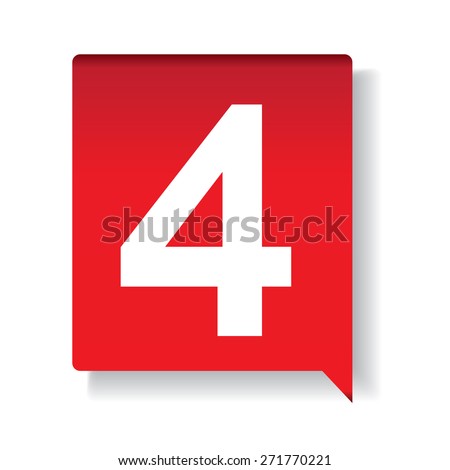 Number four on red background
