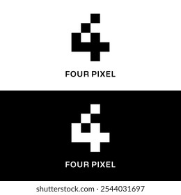 número quatro pixel logotipo ilustração vetor simples
