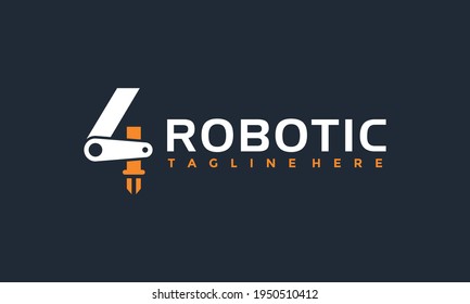 logotipo del brazo del robot número cuatro	