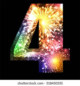 Number four. Salute- vector isolated on black background