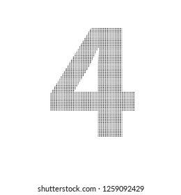 The Number Four. Shaped Black Numbers. Mathematical Figures.