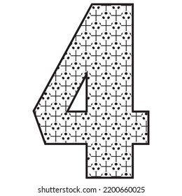 Number Four With Soccer Ball Pattern Vector Illustration. Number 4 With Football Ball Pattern Isolated On A White Background
