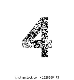 Number four, symbol 4. Textured font Grunge Design
