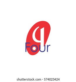 Number Four symbol logo vector