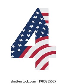 number four with usa flag design