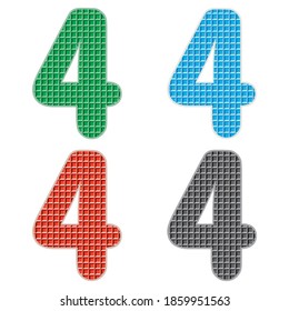 Ilustración de 4 vectores. Número Cuatro Con Patrón Resumen. Número Cuatro Aislados En Fondo Blanco