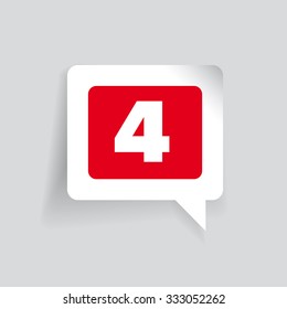Number four vector label red
