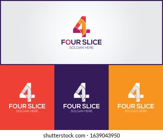 Number Four Vector Logo Design Template