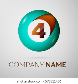 Number four vector logo symbol in the colorful circle on grey background. Vector template for your design