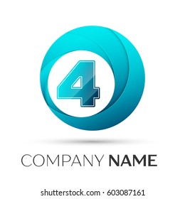 Number four vector logo symbol in the colorful circle on grey background. Vector template for your design