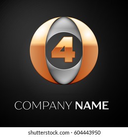 Number four vector logo symbol in the colorful circle on black background. Vector template for your design