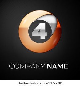 Number four vector logo symbol in the colorful circle on black background. Vector template for your design