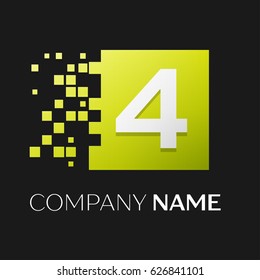 Number four vector logo symbol in the colorful square on black background. Vector template for your design