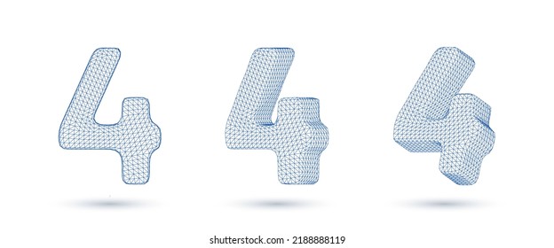 Nummer vier: Hochformat-Vektorgrafik mit Low-Poly-Umriss