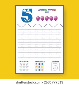 Number Four Worksheet for Kids Counting and Handwriting Practice
