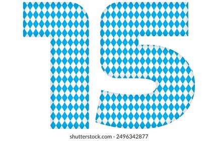 Number Fourteen With Bavarian Oktoberfest Seamless Pattern Vector Illustration. Number 15 Isolated On A White Background
