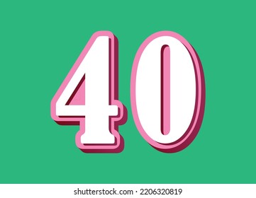 Número 4. Número 3D. Figuras rosas sobre fondo verde