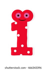 the number in fun in the style of children. It is 1. Vector illustration
