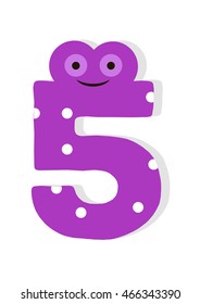 the number in fun in the style of children. It is 5. Vector illustration
