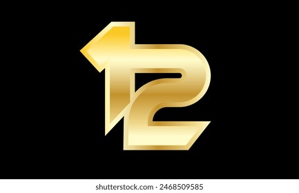 Número de oro 3D elegante logotipo moderno