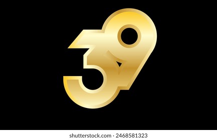 Number Gold 3D Elegant Modern Logo