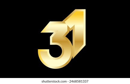 Número de oro 3D elegante logotipo moderno