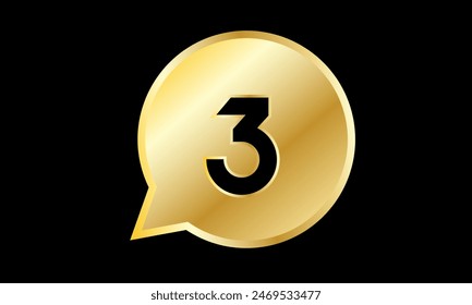 Number Gold 3D Logo Circle Triangle New