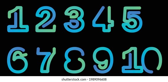 Number, Gradient blue tosca in  black background